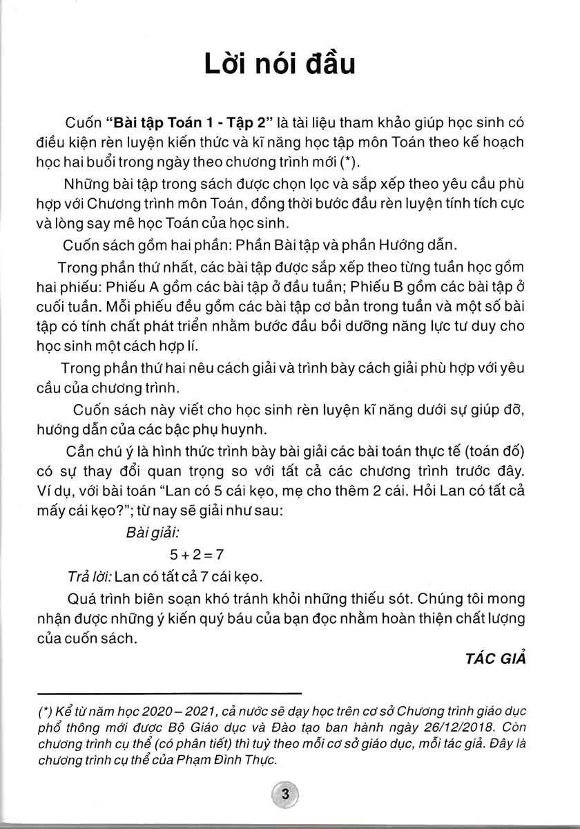 BÀI TẬP TOÁN LỚP 1 - TẬP 2 (HAI BUỔI TRONG NGÀY) Theo chương trình tiểu học mới